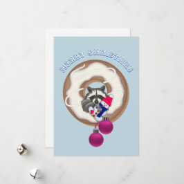Cartão De Festividades Feliz Natal С ute Raccoon