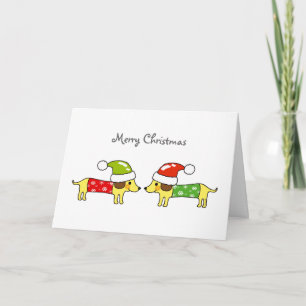 Cartão De Festividades Feliz Natal 2 cães para salsicha
