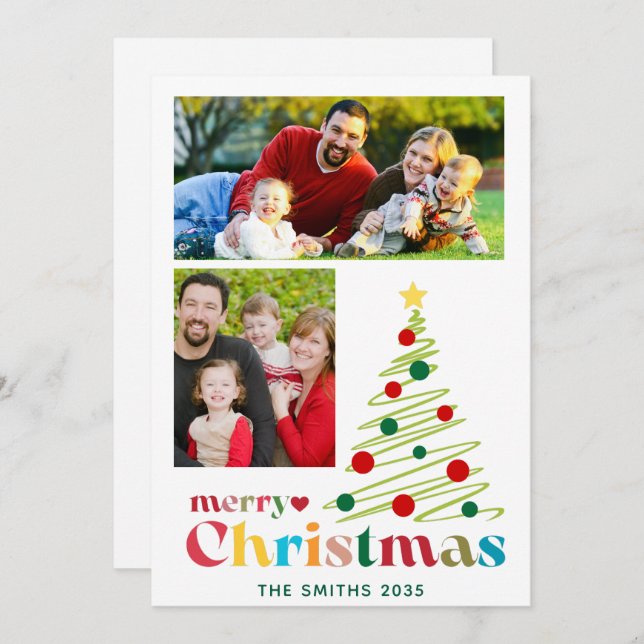 Cartão De Festividades Feliz Natal 2 Fotos Personalizadas (Frente/Verso)