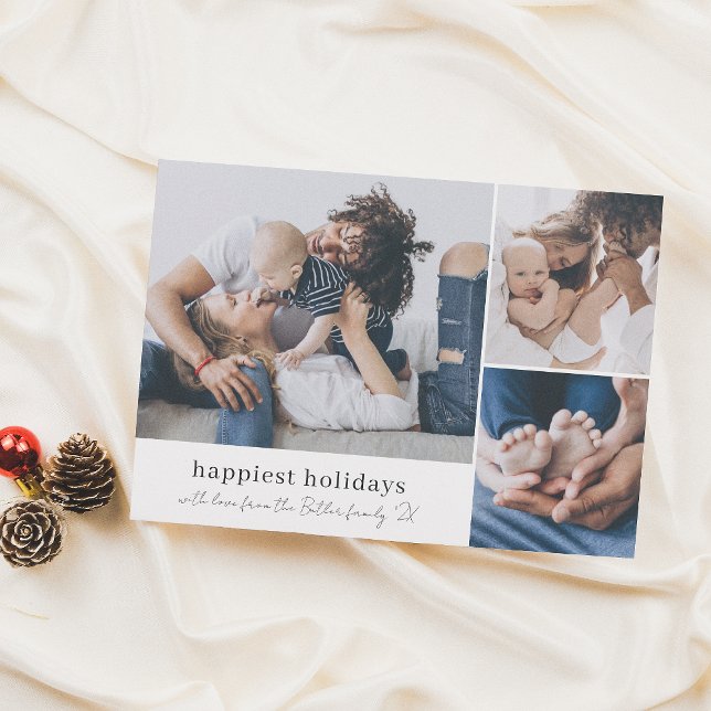 Cartão De Festividades Feliz Natal 3 Assinatura da Família Fotográfica Na (Criador carregado)