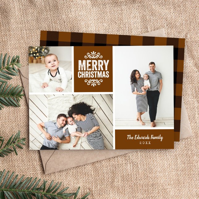 Cartão De Festividades Feliz Natal 3 Foto Colagem (Criador carregado)