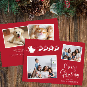 Cartão De Festividades Feliz Natal 4 Foto Trenó do Papai Noel