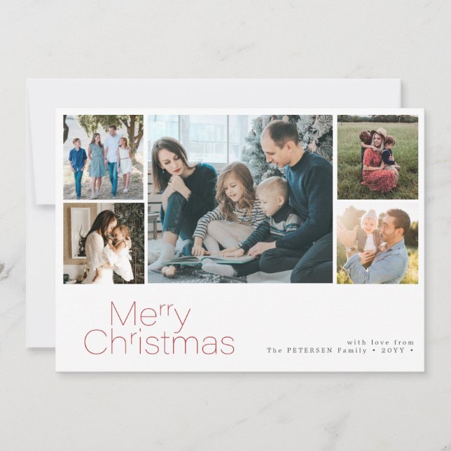Cartão De Festividades Feliz Natal 5 foto colagem moderna (Frente)