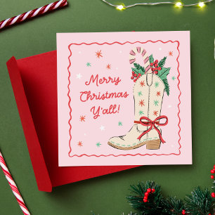 Cartão De Festividades Feliz Natal a Todos Cowboy Boot 