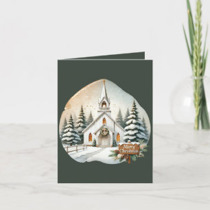Cartão De Festividades Feliz Natal adicione mensagem Country Church