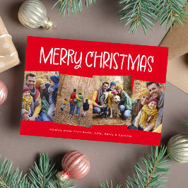 Cartão De Festividades Feliz Natal adorável divertido quatro foto vermelh