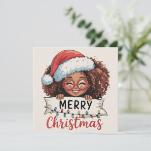 Cartão De Festividades Feliz Natal Afro-Americano Preto Africano 