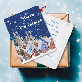 Cartão De Festividades Feliz Natal Aldeia de Neve Saudação Personalizada