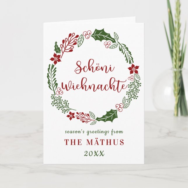 Cartão De Festividades Feliz Natal Alemão Suíço, Personalizado (Frente)