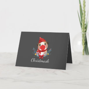 Cartão De Festividades Feliz Natal Amante de Cachorro Bulldog Usando Másc