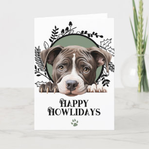 Cartão De Festividades Feliz Natal Americano Pit Bull Dog Natal