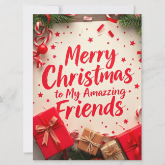 Cartão De Festividades Feliz Natal Amigos Incríveis Tipografia Festiva