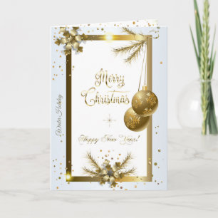 Cartão De Festividades Feliz Natal & Ano Novo! 2023 Luxo Dourado