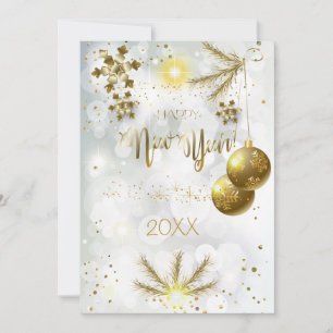Cartão De Festividades Feliz Natal & Ano Novo! 20XX Luxo Ouro