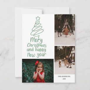 Cartão De Festividades Feliz Natal Ano Novo 3 Colagem de Fotos 