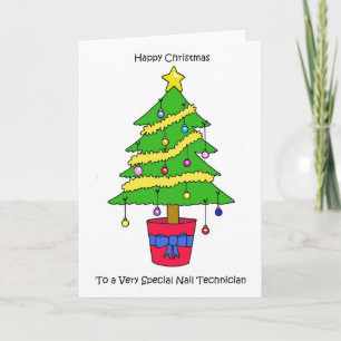 Cartão De Festividades Feliz Natal ao Técnico de Unhas