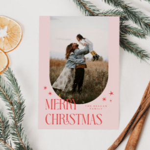 Cartão De Festividades Feliz Natal - Arch Minimalista Rosa