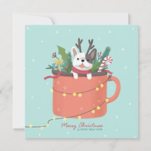 Cartão De Festividades Feliz Natal: Arte Ilustradora de Cão