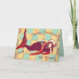 Cartão De Festividades Feliz Natal Artsy Beach Papais noeis de Sereia