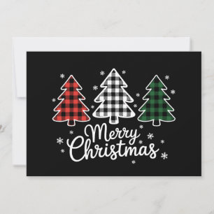 Cartão De Festividades Feliz Natal Árvore Buffalo Xadrez Vermelha Verde