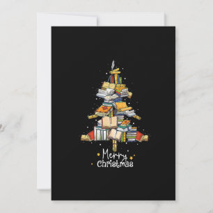 Cartão De Festividades Feliz Natal Árvore da Biblioteca Amante de Livros