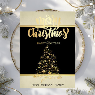 Cartão De Festividades Feliz Natal,Árvore de Natal das Estrelas de Ouro