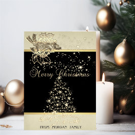 Cartão De Festividades Feliz Natal, Árvore de Natal, Estrelas, Bell