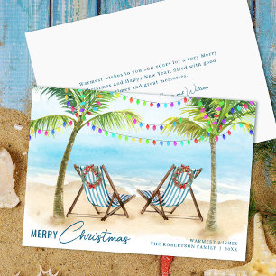 Cartão De Festividades Feliz Natal Árvores de Palma de Praia Tropicais