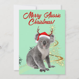 Cartão De Festividades Feliz Natal Australiano Urso Koala