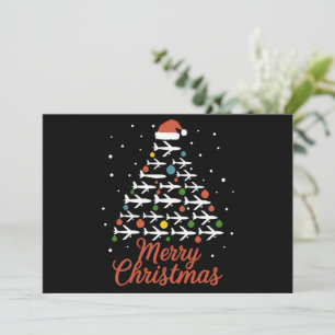 Cartão De Festividades Feliz Natal Avião Árvore Férias
