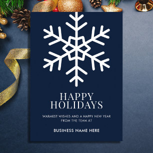 Cartão De Festividades Feliz Natal Azul Floco de Neve Negócios