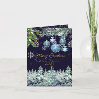 Cartão De Festividades Feliz Natal azul marinho rústico tradicional