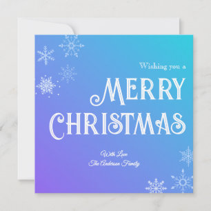 Cartão De Festividades Feliz Natal Azul Roxo Moderno Floco de Neve