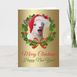 Cartão De Festividades Feliz Natal Baby Nigerian Dwarf Goat Kid