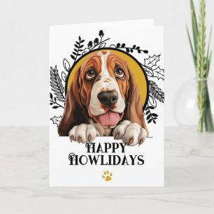 Cartão De Festividades Feliz Natal Bassett Hound Cão Howlidays