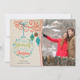 Cartão De Festividades Feliz Natal Bauble & Retro Ornaments - Foto