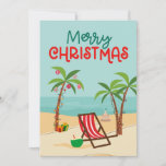 Cartão De Festividades Feliz Natal Beach<br><div class="desc">Belo cartão de Natal com um fundo festivo de praia.</div>