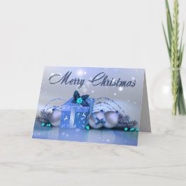Cartão De Festividades Feliz Natal Blue Baubles