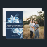 Cartão De Festividades Feliz Natal Blue Poinsettia<br><div class="desc">Feliz Natal design de poinsettia azul</div>