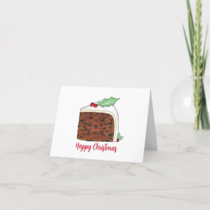 Cartão De Festividades Feliz Natal Bolo de Natal Britânico Fatia Caseiro