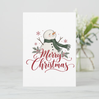 Cartão De Festividades Feliz Natal Boneco de Neve