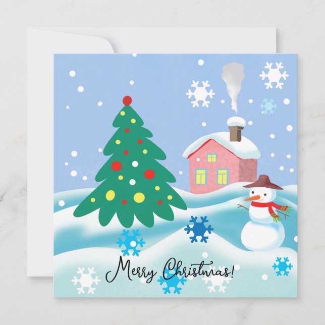 Cartão De Festividades Feliz Natal boneco de neve  (Frente)