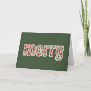 Cartão De Festividades Feliz Natal Botânico Elegante
