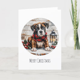 Cartão De Festividades Feliz Natal Boxer Puppy