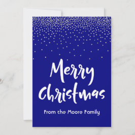 Cartão De Festividades Feliz Natal Branco c/ Confetes Navais e Prateados