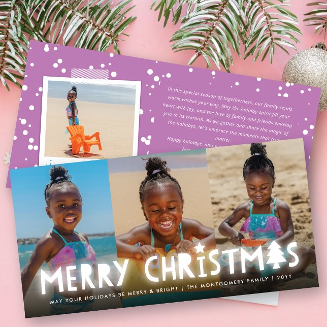 Cartão De Festividades Feliz Natal Brilhante Árvore Quente Moderna 3 Foto (Criador carregado)