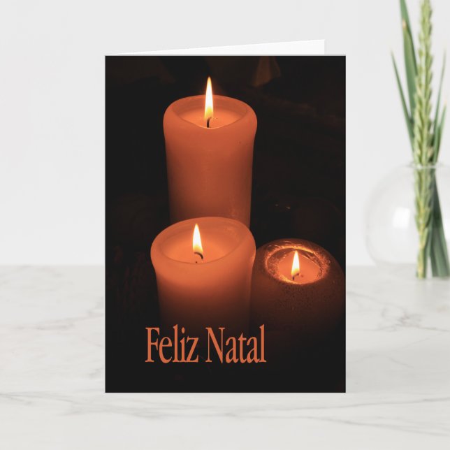 Cartão De Festividades Feliz Natal Burning candelas natal (Frente)