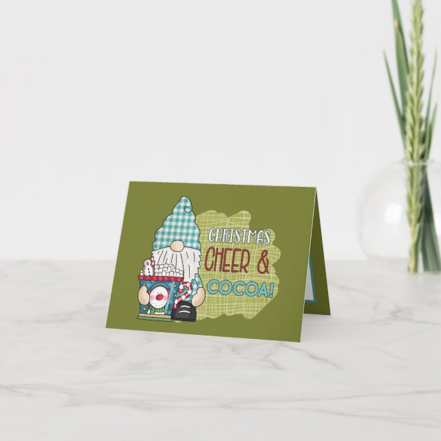 Cartão De Festividades Feliz Natal, Cacau Gnomo. (Frente)