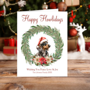 Cartão De Festividades Feliz Natal Cachorrinho Bonito Dachshund