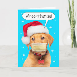 Cartão De Festividades Feliz Natal Cachorrinho Fala Abafada na Máscara Fa
